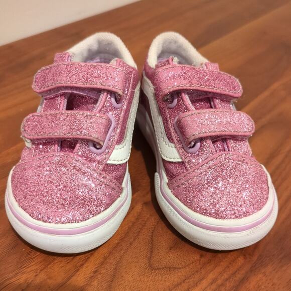 Vans Old Skool V Glitter Skate Shoe - Baby / Toddler - Lilac size 5 - Picture 3 of 6